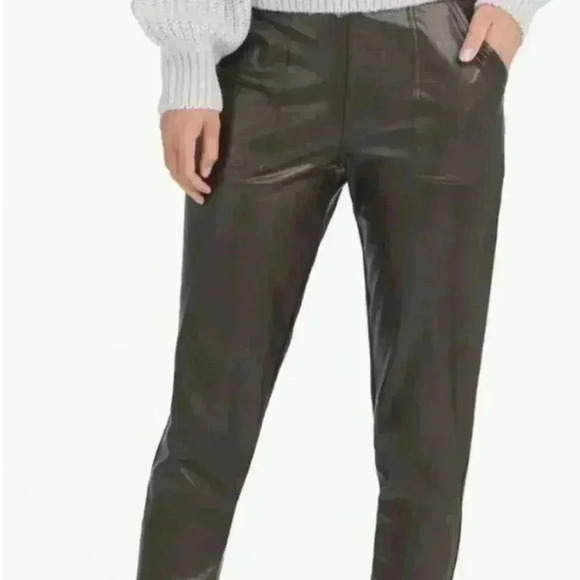 Spanx Faux Leather Jogger High Waisted Pull-On Black Pants - Picture 2 of 11